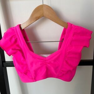 Dance wear Bright Pink Ruffled Kids Crop bra Top